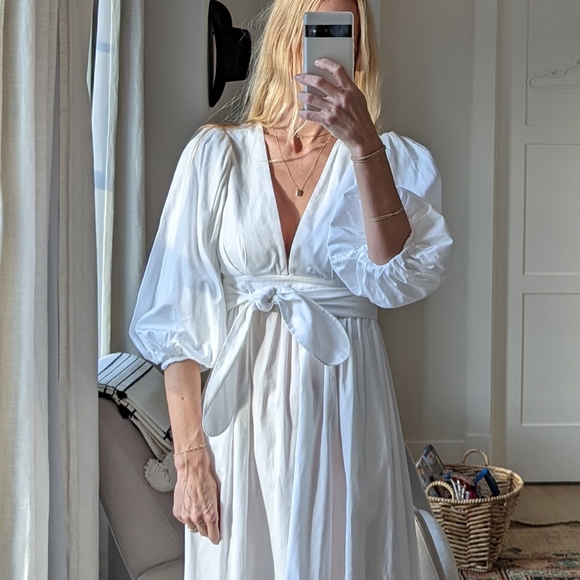 Mara Hoffman White Balloon Sleeve Maxi Size 2 - Picture 4 of 5